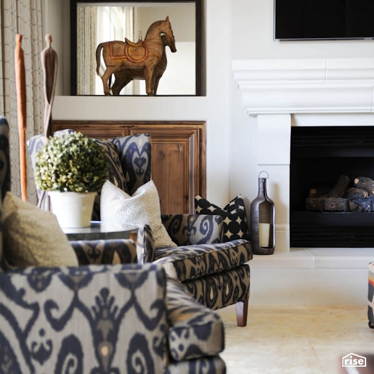 Scottsdale Arizona Retreat - Living Room with Wood Stove by PlaidFox