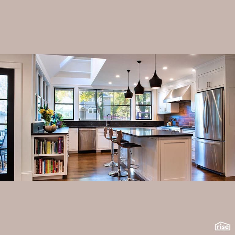 Belmont Addition / Renovation - Kitchen with Low-Flow Kitchen Faucet by Helios Design Group