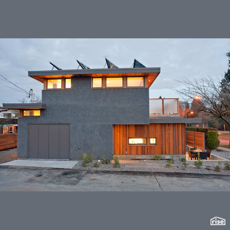 Solar Lane House Exterior Side view  with Awning Window by Lanefab Design/Build