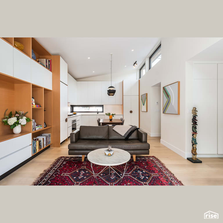 Living room with Triple Pane Window by Lanefab Design/Build