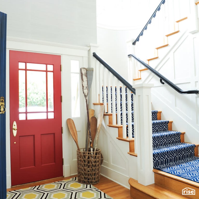 Entryway and Staircase with Engineered Hardwood by PlaidFox