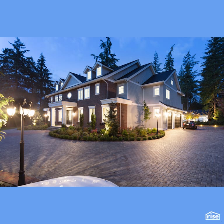 Exterior with Accent Outdoor Lighting by My House Design/Build Team Ltd.