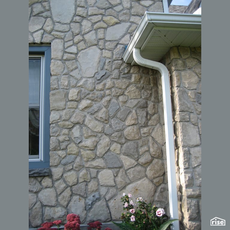 Closeup of Stone Siding with Stone Siding by Masonal Stone Inc