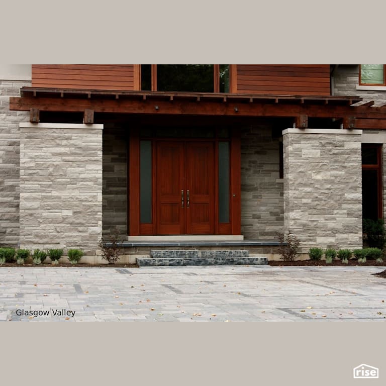 Stone siding accented by shiplap siding with Stone Siding by Masonal Stone Inc