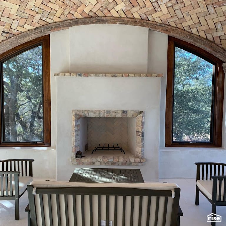 Compressed earth block fireplace with Compressed Earth Blocks by TexaTerra Block