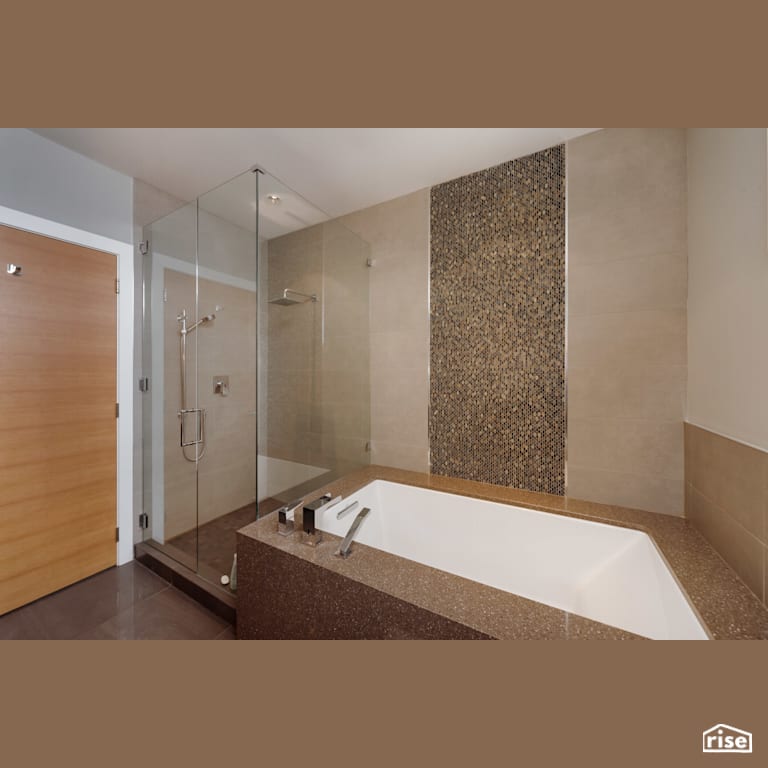 Bathroom with Low-Flow Showerhead by My House Design/Build Team Ltd.