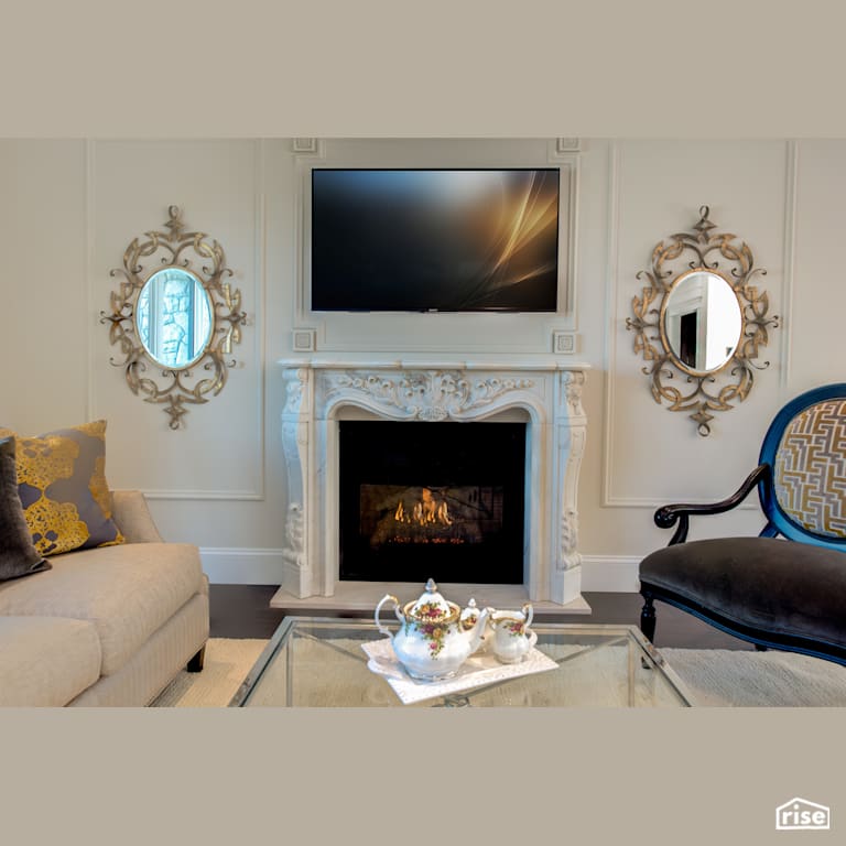 Living Room with Television by My House Design/Build Team Ltd.