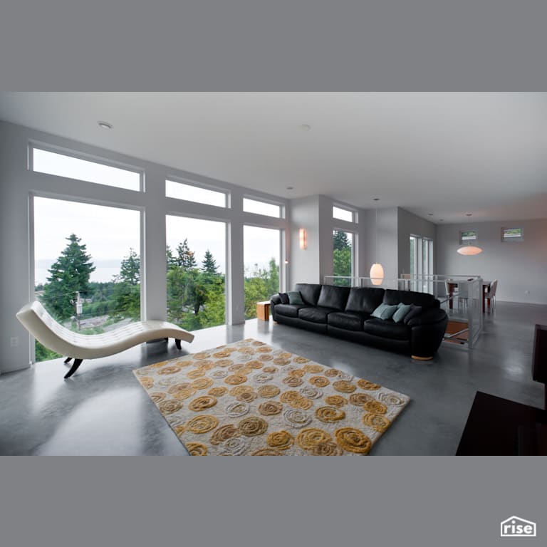 Hillside House - West Coast Modern Build - Living Room with LED Lighting by Pheasant Hill Homes Ltd.