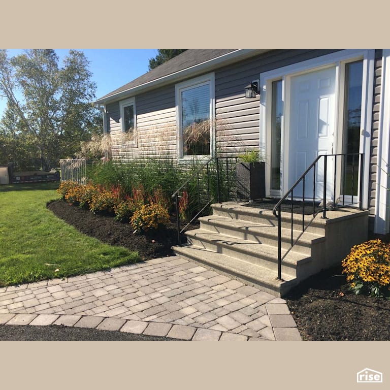 Front Entryway with Patio Stone by Earthworks Landscape & Design