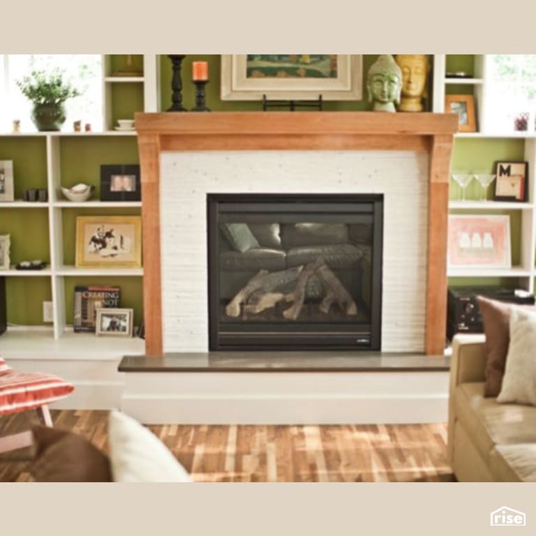Living Room Fireplace with Gas Fireplace by Constructive Builders