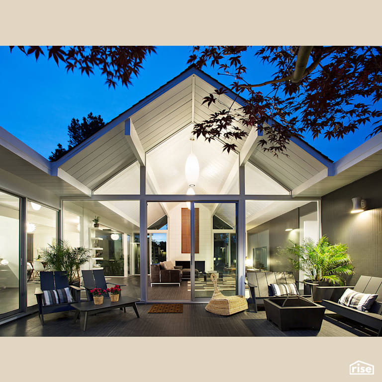 Double Gable Eichler Remodel with Ceramic Tile Floors by Klopf Architecture