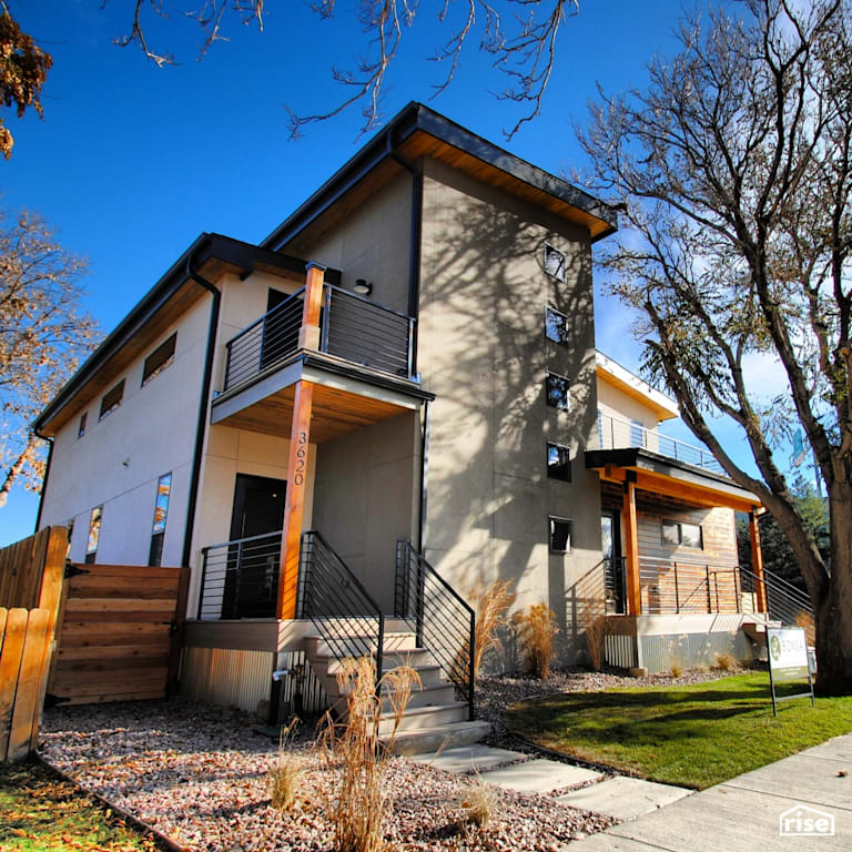 Extrior front duplex entryway with Fixed Window by Alpen High Performance Products