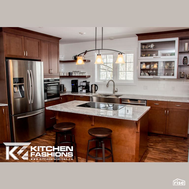 Cinnamon Stained Kitchen with Induction Cooktop by Home Fashions