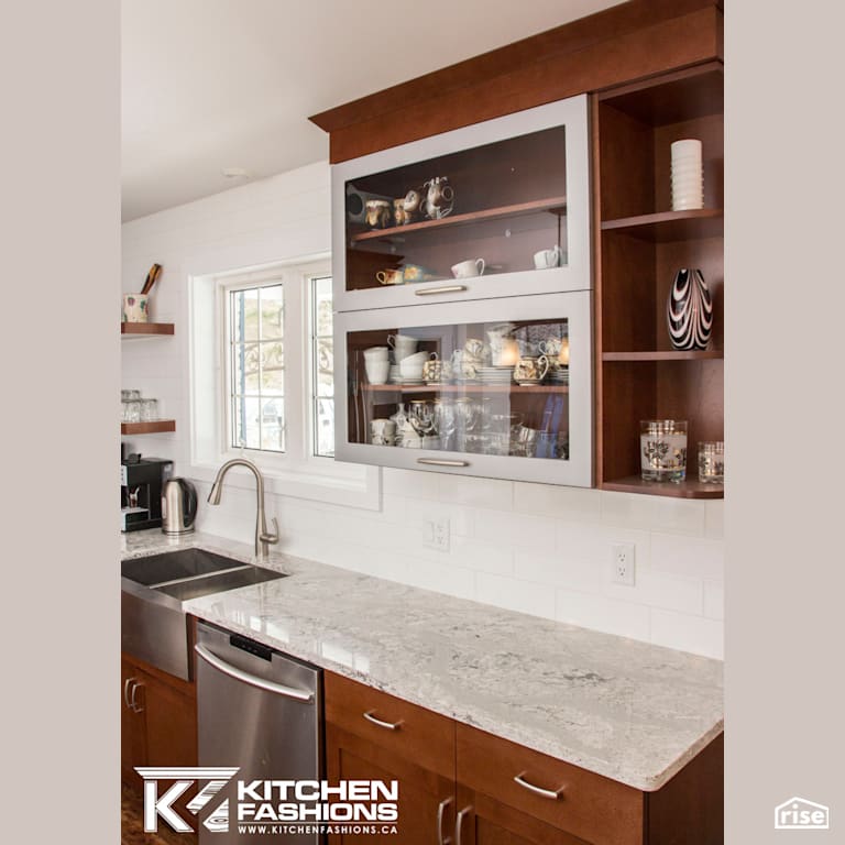 Cinnamon Stained Kitchen with Low-Flow Kitchen Faucet by Home Fashions
