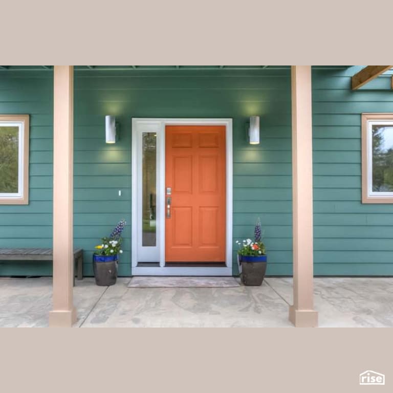 Exterior Entryway with Accent Outdoor Lighting by Winsome Construction