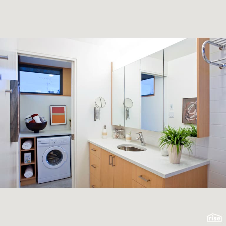 Solar Lane House Bathroom and Laundry with Awning Window by Lanefab Design/Build