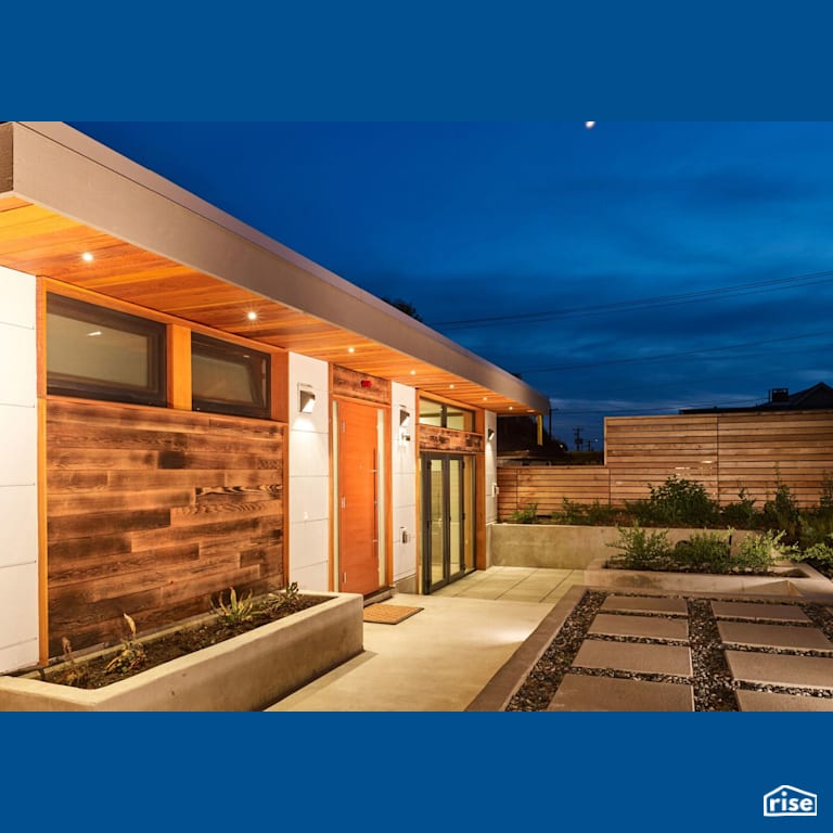 2720 E8th - Exterior with Accent Outdoor Lighting by Lanefab Design/Build