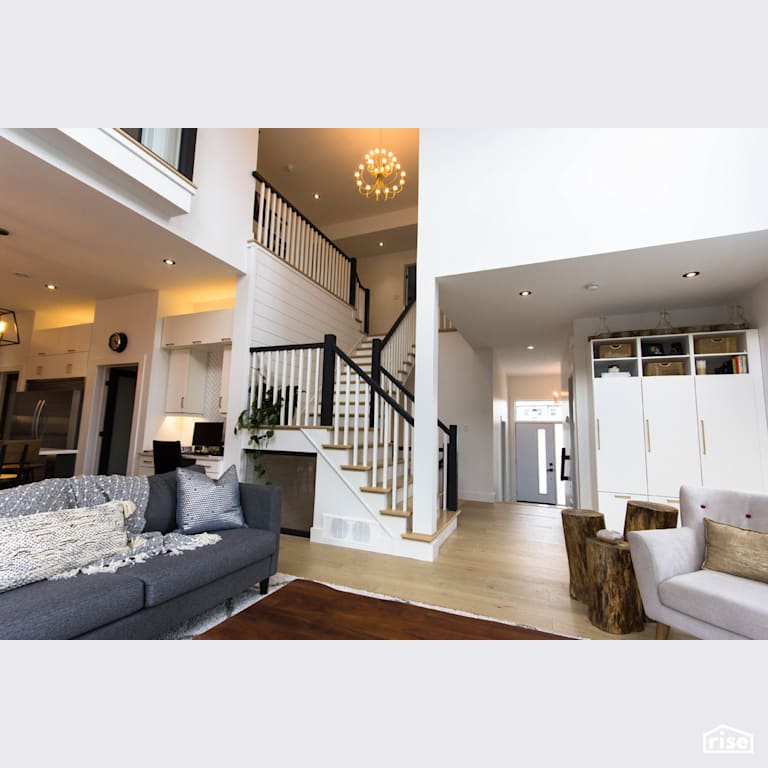 The Broadway - Living Room with Ceiling Light by Bowers Construction