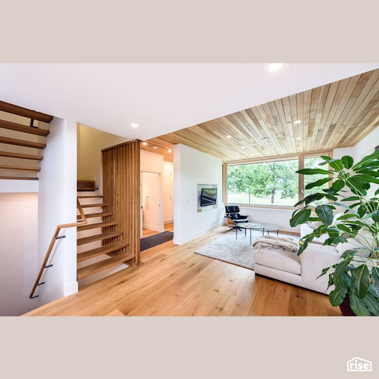 Living room with Triple Pane Window by Lanefab Design/Build
