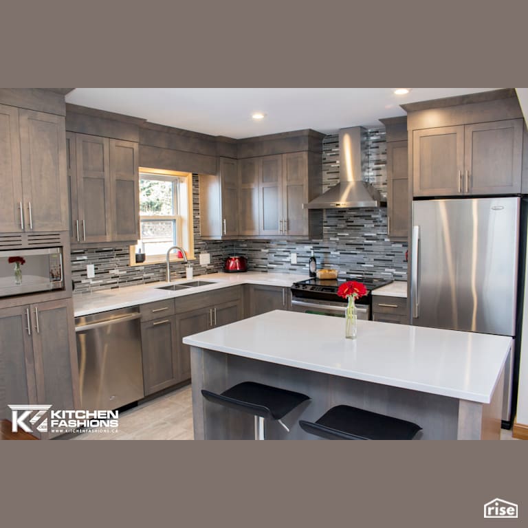 Kitchen Fashions - Custom Grey Stained Kitchen with Low-Flow Kitchen Faucet by Home Fashions