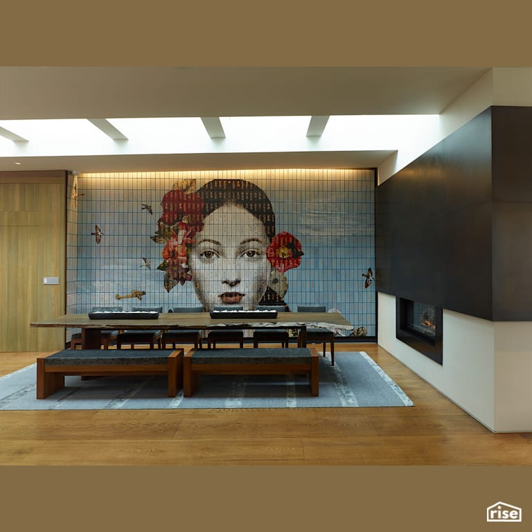 West 27th Street Penthouse - Dining Room with Gas Fireplace by Charles Rose Architects