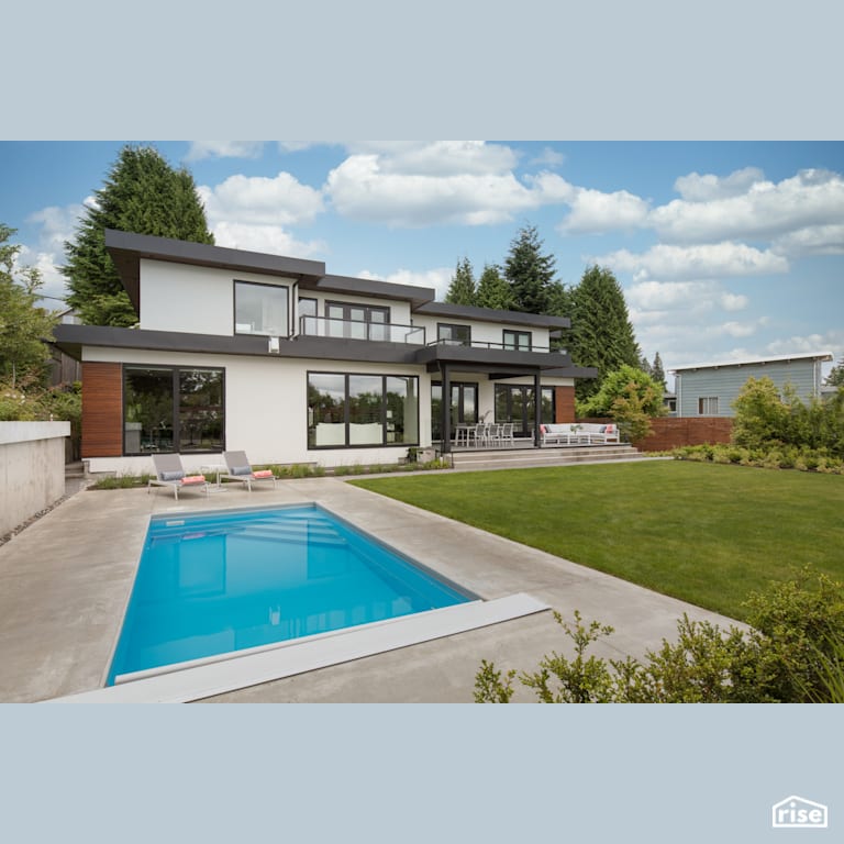Backyard Pool and Lawn with Double Pane Window by Synthesis Design