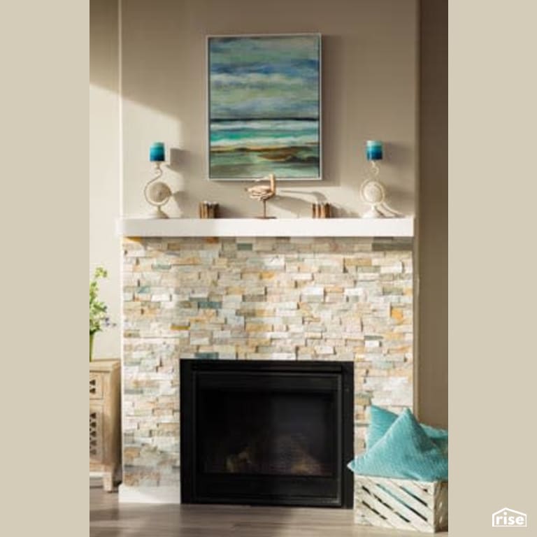 Living Room Fireplace with Gas Fireplace by Winsome Construction