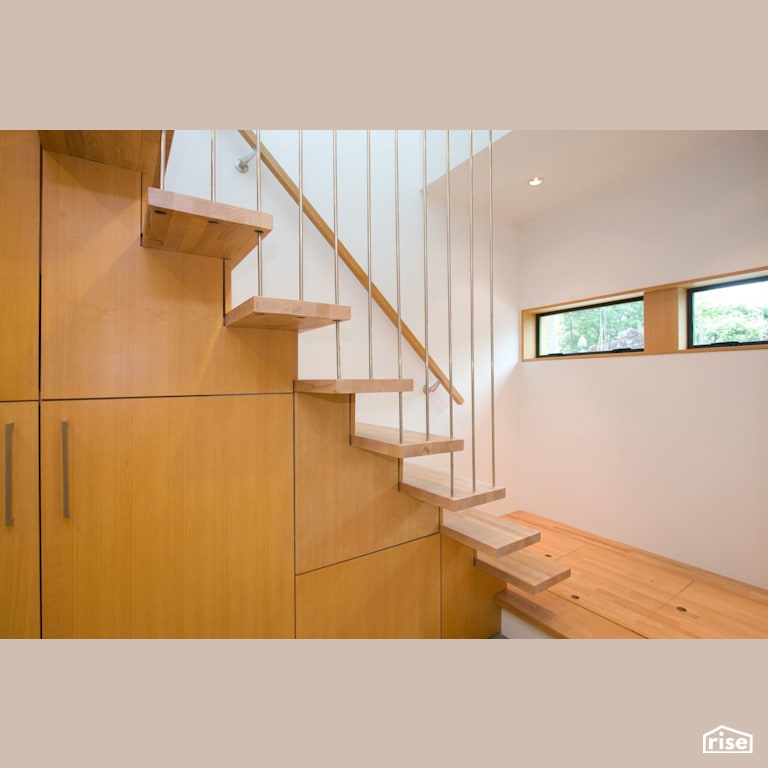 Mendoza House - Staircase with Fixed Window by Lanefab Design/Build