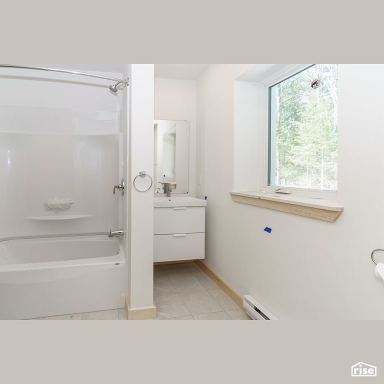 Interior_Unit2 Bathroom with Wood Window Frame by Tooketree Passive Homes