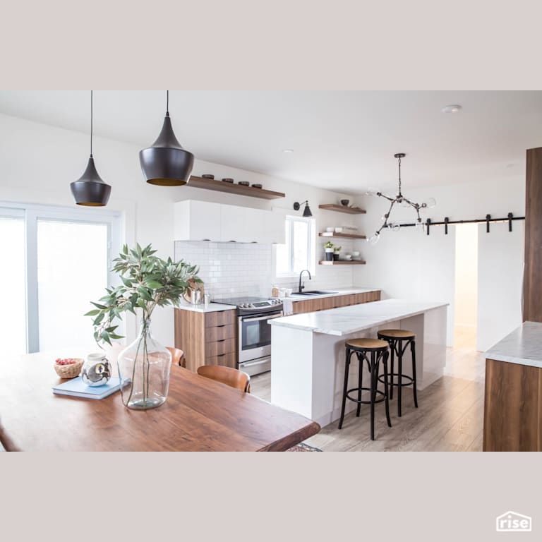 Gabe Acquin Kitchen with Laminate Flooring by Reimagine Designs