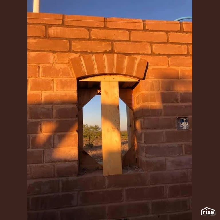Compressed earth block window frame with Compressed Earth Blocks by TexaTerra Block