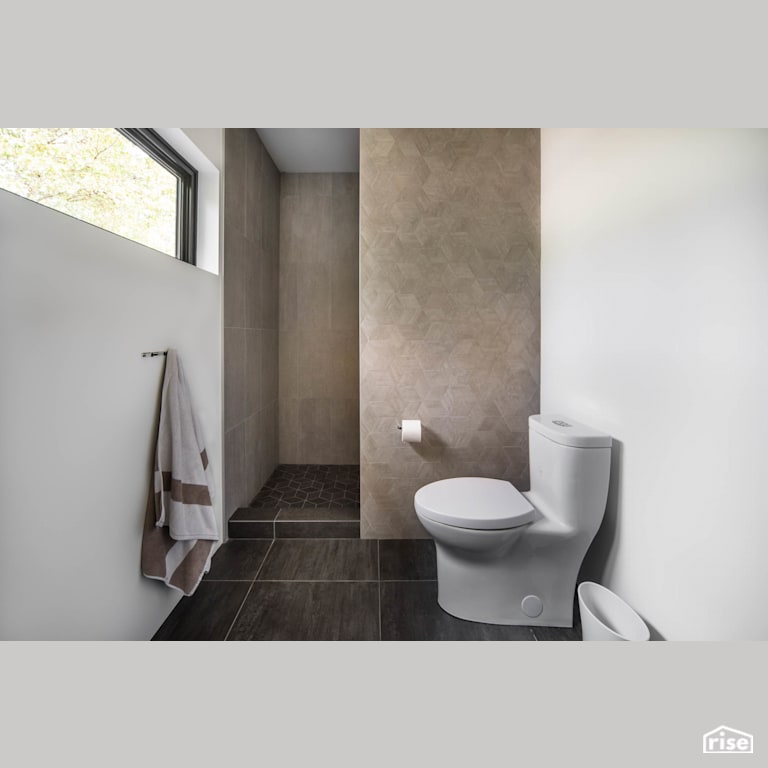 Fort Langley Modern Blend - Bathroom with Dual Flush Toilet by My House Design/Build Team Ltd.