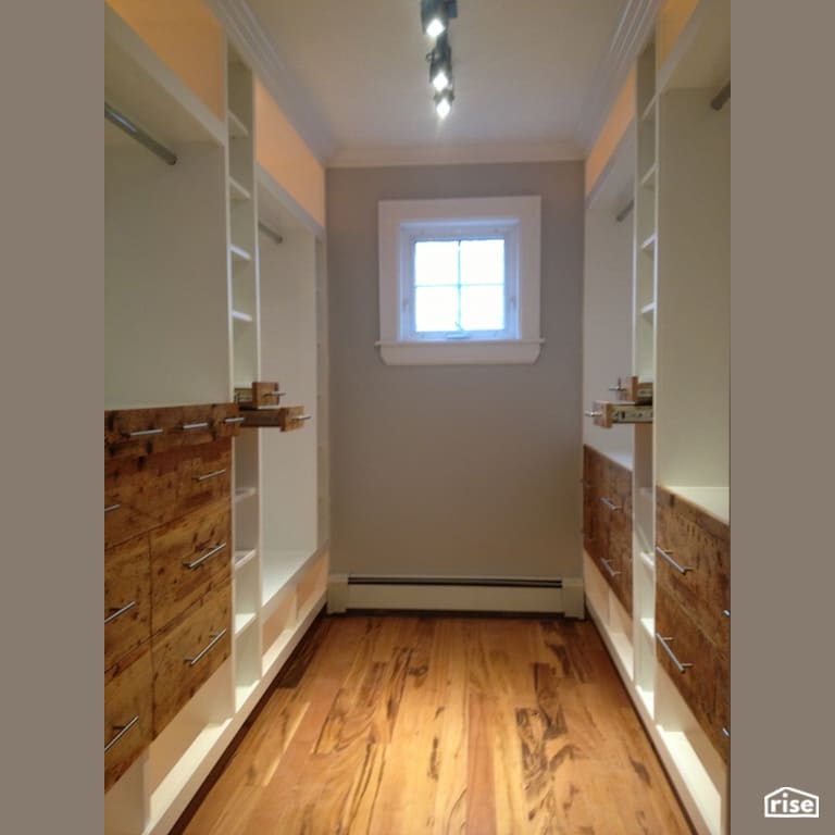 Regina Terrace - Closet with FSC Certified Wood Cabinet by Brad Goodsell Design | Build Inc
