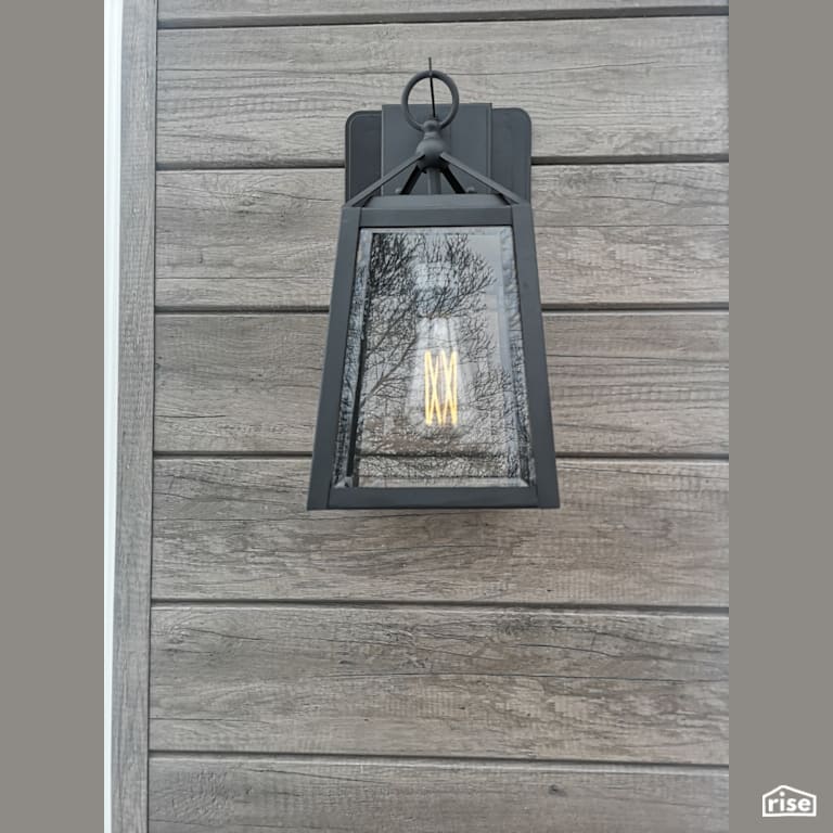 Wood grain composite siding with accent lighting with Composite or Engineered Siding by ChamClad by Chameleon