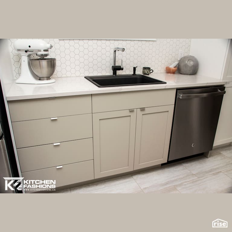Kitchen Fashions - White Modern Kitchen with Low-Flow Kitchen Faucet by Home Fashions