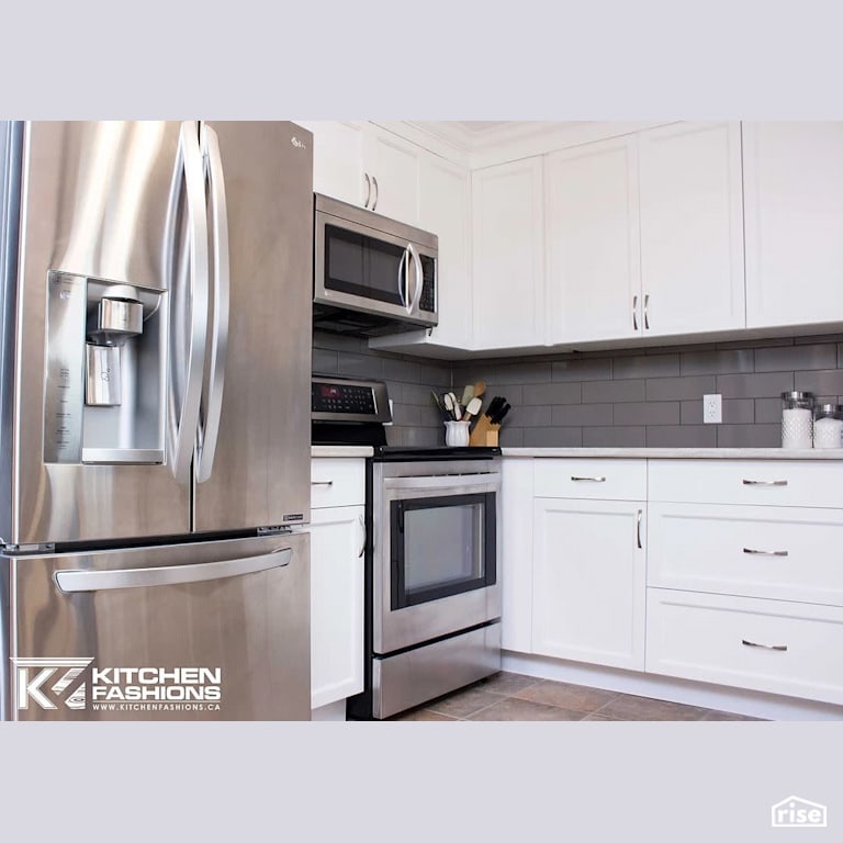 White Kitchen Renovation with Refrigerator by Home Fashions