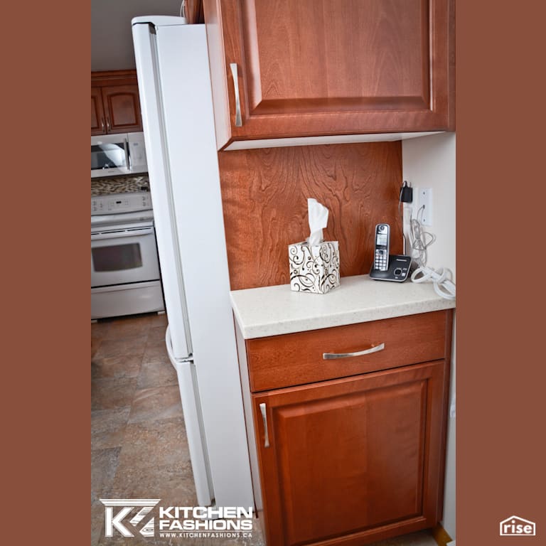 Kitchen Fashions - Cinnamon Stained Kitchen with Refrigerator by Home Fashions