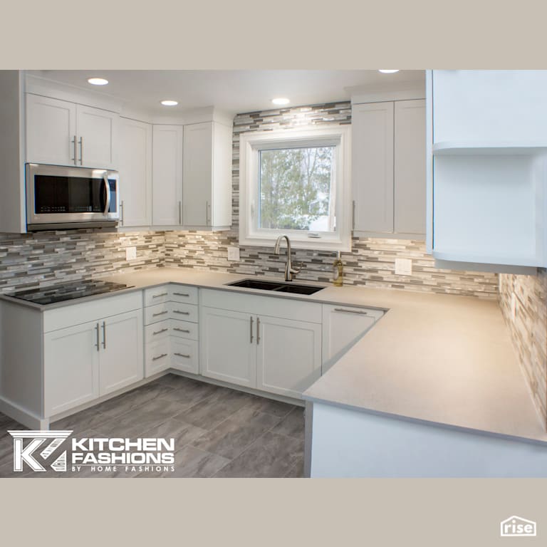 Kitchen Fashions - White and Grey Kitchen with Integrated LED by Home Fashions