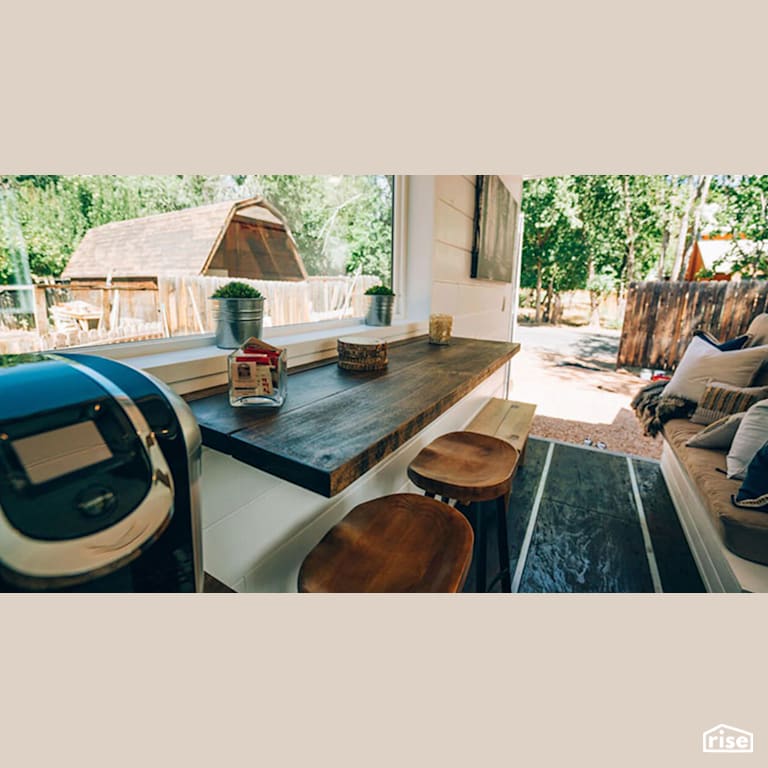 Shipping Container Barrista Bar with Salvaged Wood Countertop by Alternative Living Spaces