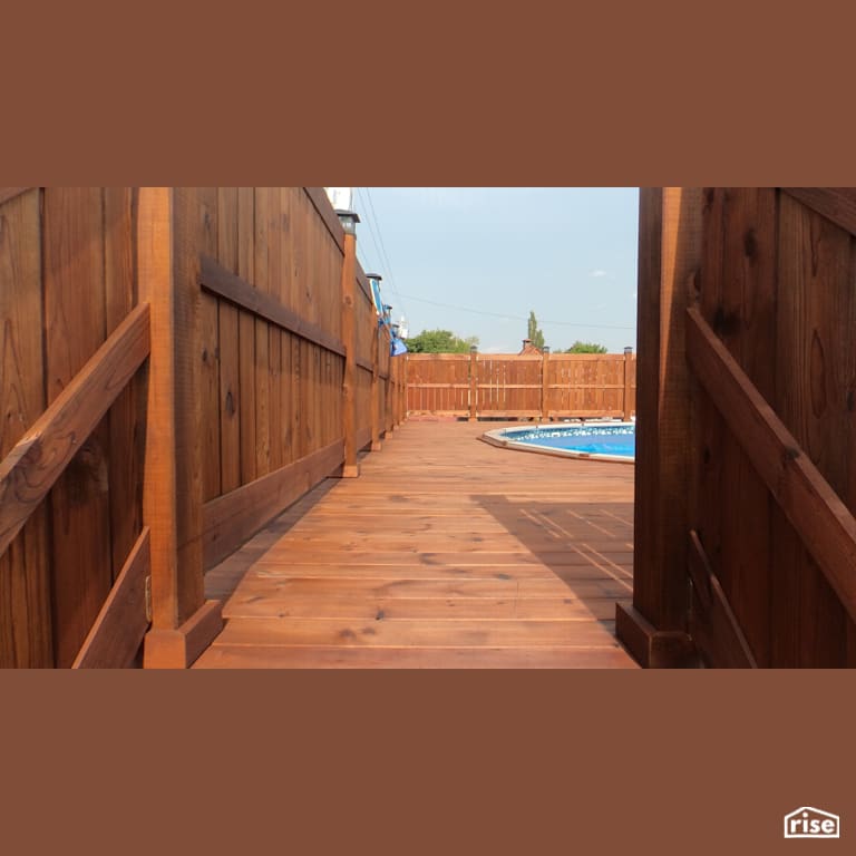 Thermally modified wood decking around pool with Thermally Modified Wood Decking by Thermalwood Canada