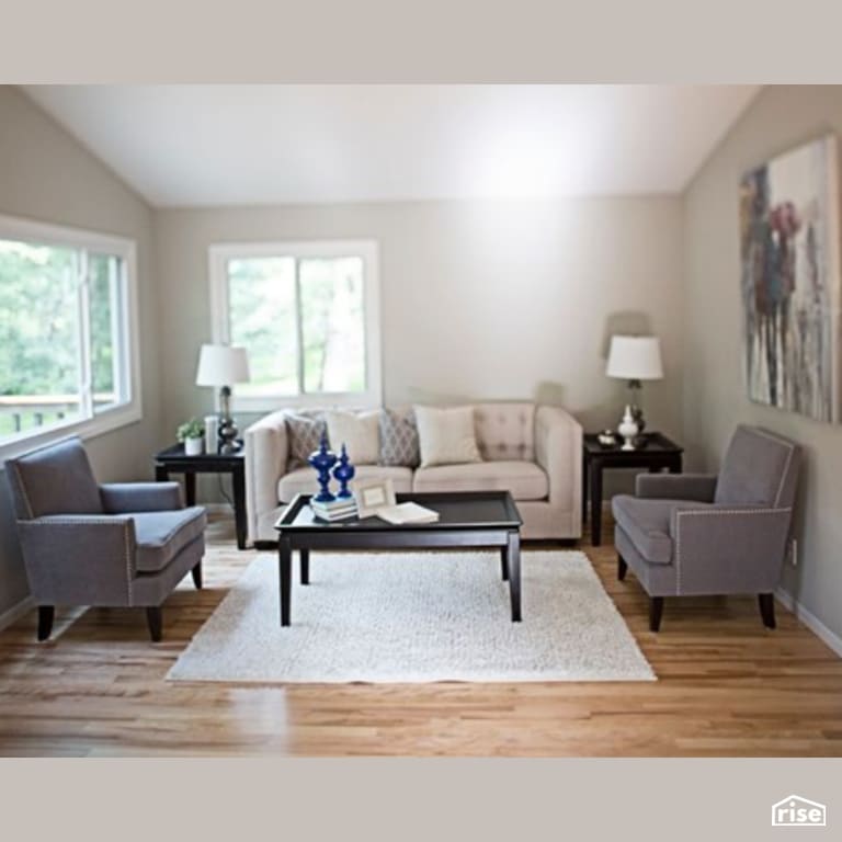 Living Room with FSC Certified Hardwood by Constructive Builders