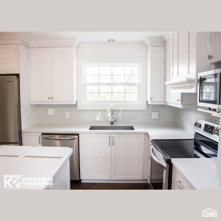 White Frosted Kitchen with Low-Flow Kitchen Faucet by Home Fashions