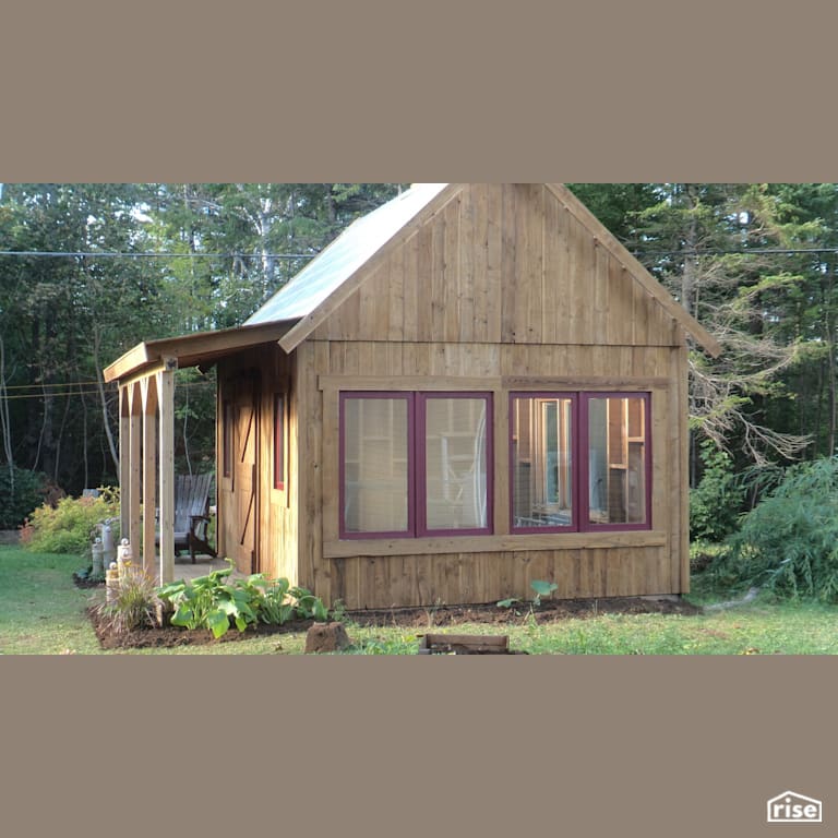 Right Side View of Weatherwood Greenhouse with Thermally Modified Wood Siding by Thermalwood Canada