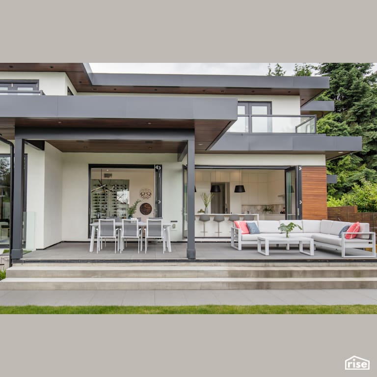 Stone Patio View to Kitchen with LED Lighting by Synthesis Design