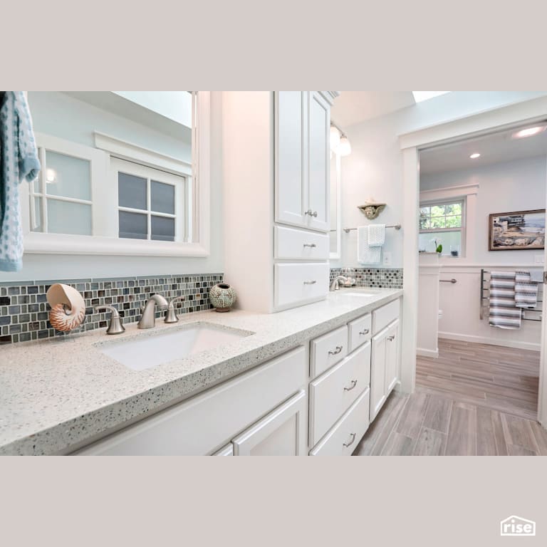 Sky Pearl Vanity with Recycled Glass Countertop by IceStone
