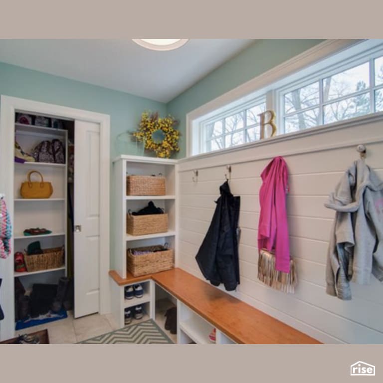 Entryway with Shiplap Wood Siding by Constructive Builders