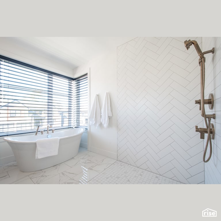 Weybridge Lane Bathroom with Ceramic Tile Floors by Homes by Highgate