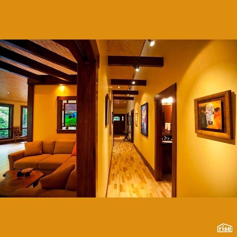 Entryway to roundhouse with Engineered Hardwood by Deltec Homes