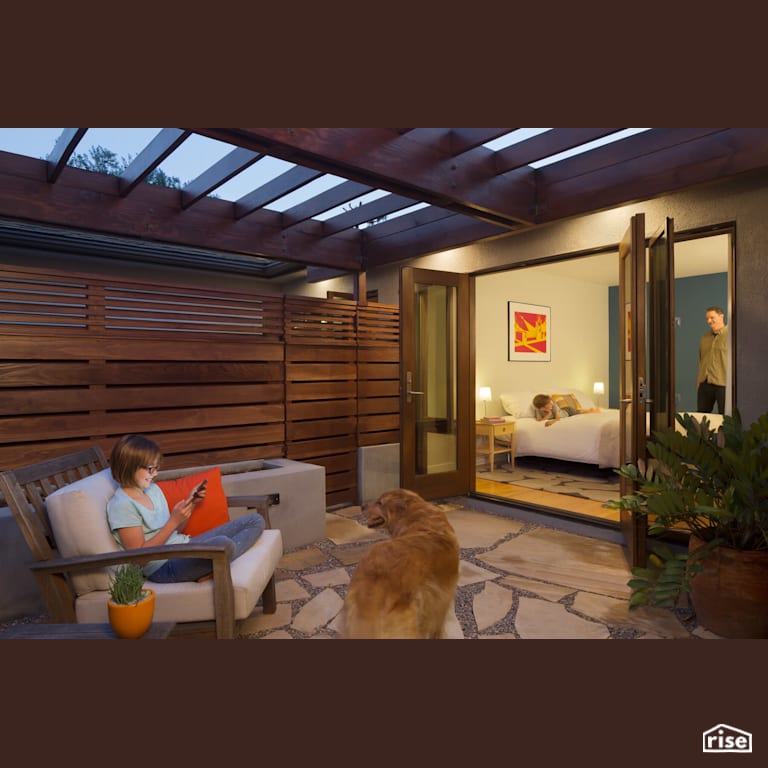 Dahlia Drive Patio with Heavy Timber Pergola by Tracy A. Stone Architect