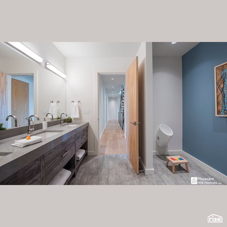 Boys Bathroom with LED Lighting by Pheasant Hill Homes Ltd.